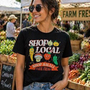 Shop Local Shop Small Farm Fresh Eighty Eight Brand T-Shirt Unisex Size L Black